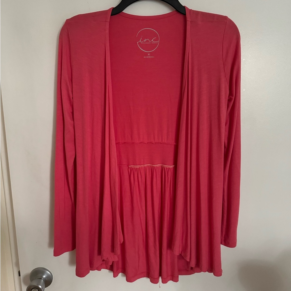 INC coral open cardigan